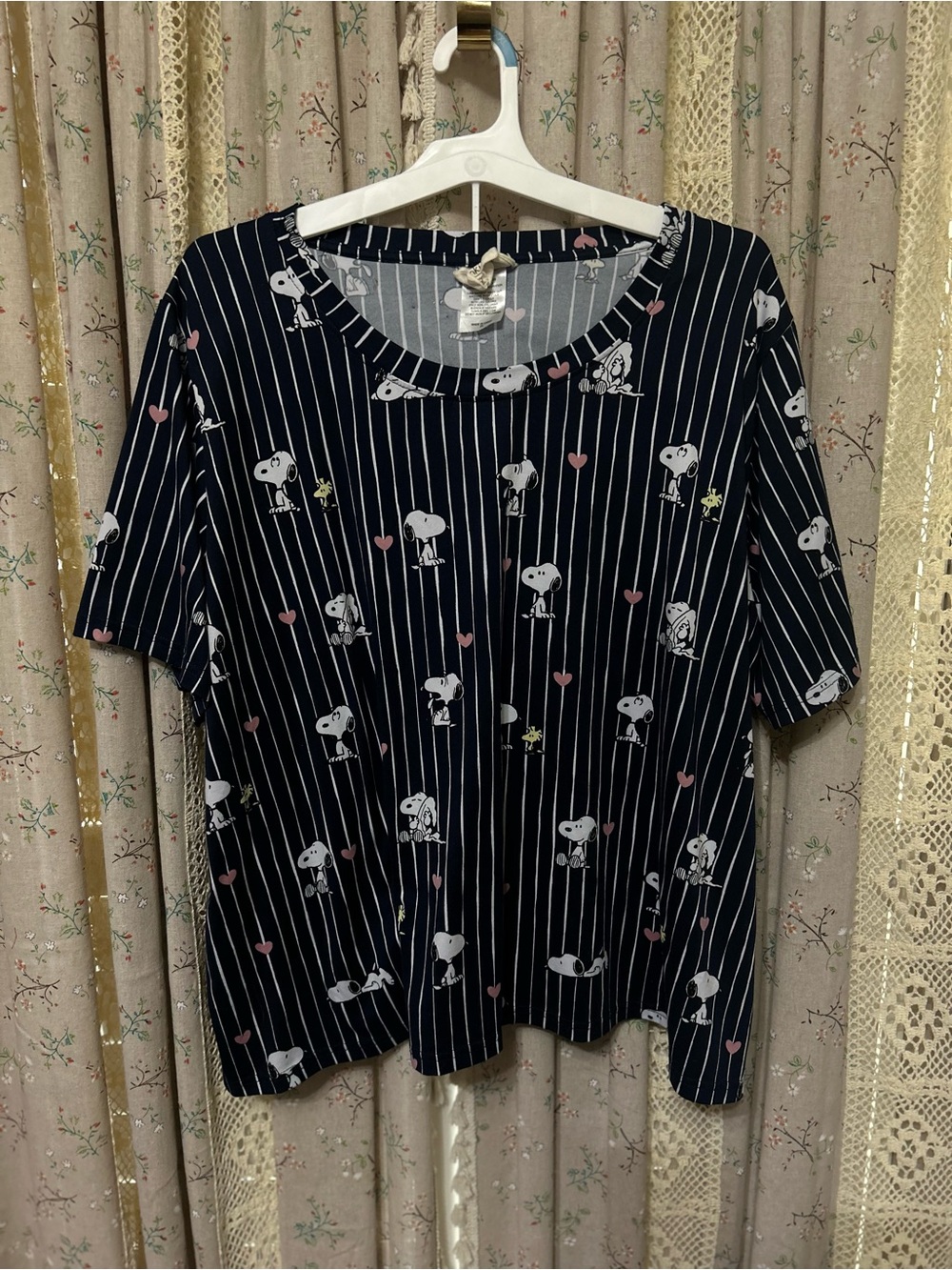 2/$28 Munki Munki x Peanuts Snoopy Navy Stripe Pajama Lounge Set 2X EUC